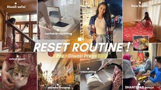 3-Day RESET ROUTINE🪷🪕: Pre-Diwali prep! Cleaning, Declutter, Outing + DHANTERAS pooja!