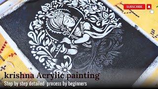 Krishna Drawing, Acrylic painting, Step by step Lord Krishna  #lordkrishna #murari #acrylic