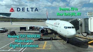 Delta Airlines B737-900ER Denver, CO to New York JFK, NY Main Cabin Flight Experience