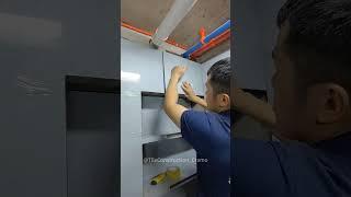 Asian bricklayer installs tiles P60 #diy #construction #tiles #shorts #bricklayer #tiling  #handmade