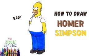 How to draw Homer Simpson from The Simpsons tv show step by step easy