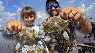 Catching GIANT BLUE CRABS in the Louisiana Marsh (Catch and Cook)