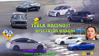 TESLA RACING!!! Spectator Drags Tesla Edition 2025!!! PETROL VS ELECTRIC!!!