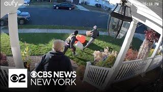 Video captures porch pirates swiping package from Long Island porch