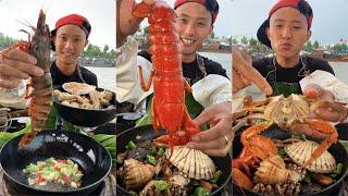 Fisherman Dagang boiled lobster, scallops, crabs, conch, and prawns with beer#yummy #seafoodboil