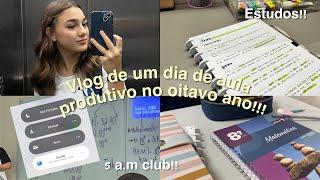 VLOG DE UM DIA DE ESCOLA PRODUTIVO COMIGO!! // 5 a.m club, grwm, studies.. #vlog