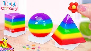 Exceptional Rainbow Jelly Shapes Recipe  Miniature Fresh Fruit Jelly Decorating by Tiny Cookery 