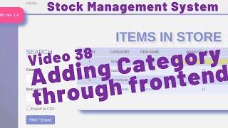 38 - ADDING DATA / CATEGORY THROUGH THE FRONTEND - STOCK MANAGEMENT SYSTEM