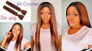  I'M SO SHOOK  CROCHET BONE STRAIGHT WIG ON A BUDGET| USING BRAIDING HAIR| MACAMY