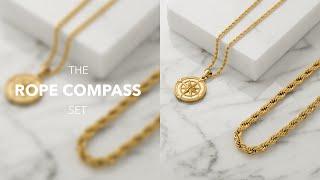 Gold Compass and Rope Chain Pendant Necklace - Best Gift For Him Jewelry Review LUGUS JEWELRY