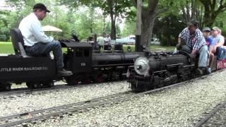 Little River Railroad Co. 126 meets Santa Fe 3455 at the Illinois Live Steamers