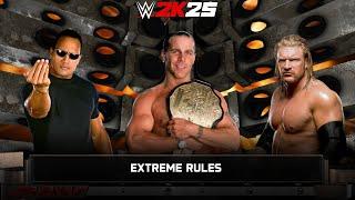 WWE 2k25 - The Rock vs Shawn Michaels vs Triple H: Extreme Rules Match at Raw