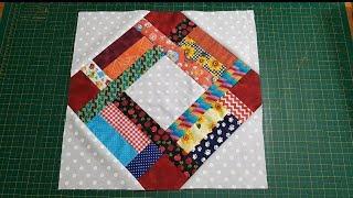 Bloco com #retalhos #Patchwork, pra colchas tapetes almofadas etc,  super fácil, pra iniciantes.