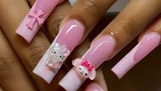 PINK KAWAII POLYGEL NAILS 🫧️ Watch Me Work | Back to School nails