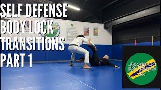 Self defence body lock takedown transitions part 1