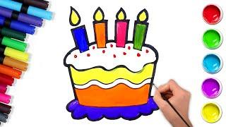 How To Draw A Yummy Cake  | Easy Drawing and Coloring For Kids | Chiki Art | HooplaKidz How To