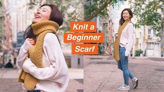 How to Knit a SCARF FOR BEGINNERS | Tips for a Neat Finish + Joining New Yarn