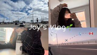 [ Vlog] 캐나다 대학생 브이로그| 캐나다 출국️ | 먹고 자고 공부하는 유학생 | 과제의 늪 | 종강하고 싶어요 | EP.01