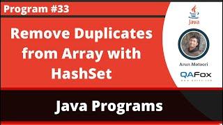 Java program to remove the duplicates from the Array with the help of HashSet