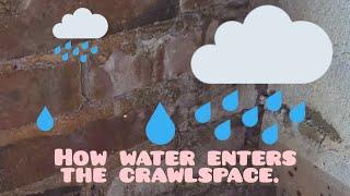 Home inspection explains how water enters the crawlspace.