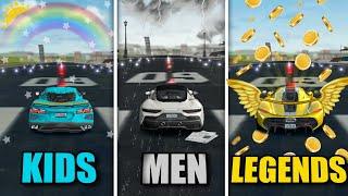 KIDS vs MEN vs LEGENDS || Extreme Car Driving Simulator