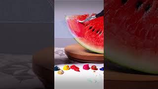 How to Paint Watermelon Illusion Art #shorts #art #painting #watermelon  #colors