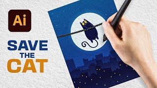 Creating a Cute Cat Artwork in Adobe Illustrator (Vector Illustration)