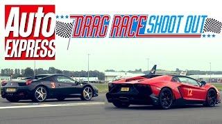 Ferrari 458 Spider vs Lamborghini Aventador Roadster 50th Anniversary - Drag Race Shoot-out