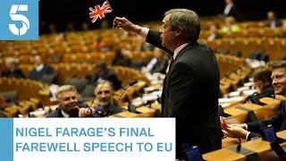 Full: Nigel Farage's farewell speech cut off by European Parliament for waving union flag | 5 News