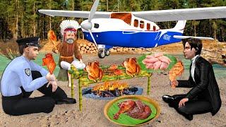 Bamboo Chicken Barbeque Cooking By Adivasi Plane Crash in Jungle Hindi Kahaniya Hindi Moral Stories