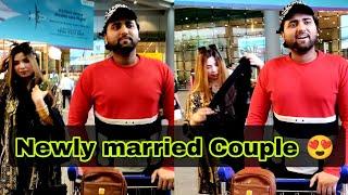 Newly married couple || Mohd Danish spotted at Mumbai airport with his beautiful wife 