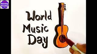 World Music Day Drawing Poster / World Music Day Drawing / World Music Day 2024