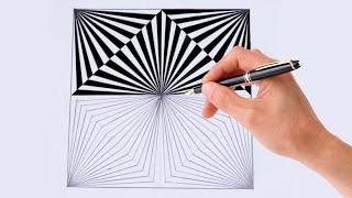 How To Draw Geometric Square Design ! 3d Drawing Design ! Optical illusion ! 3d Drawing trick