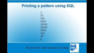 Printing a number pattern using SQL Query | Pattern using SQL | Print pattern using SQL | SQL Server