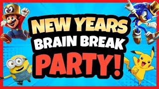  New Years Brain Break Party  Freeze Dance  Mario Minions Sonic & More!