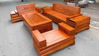 Bộ bàn ghế Sofa zito chân pháo tay cánh gà gỗ hương đá