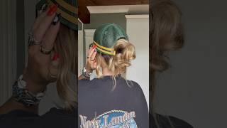My viral messy bun hack but with a hat 🫶 #hairstyle #hair #hack #hairhacks