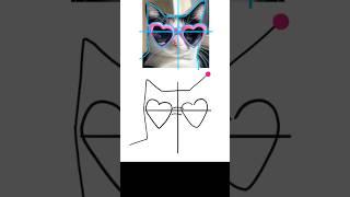 Drawing of a cute cat wearing heart-shaped glasses#cat#digitalart#real