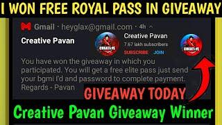 I Won @CreativePavan 's RP Giveaway | He Scammed Me? GlaX Royal Pass |Get free Royal Pass In Bgmi|