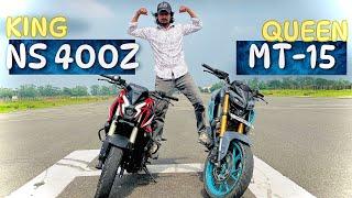 Pulsar NS400z VS yamaha MT-15 | first time ever on youtube, A complete comparison and review #mt15