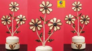 Flower Vase Showpiece with Popsicle Sticks | Popsicle Flower Design with Soldering Iron | Home Decor