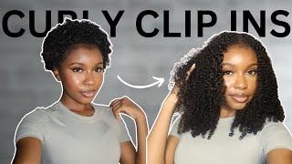 INSTALLING NATURAL CLIP INS ON SHORT 3c-4a HAIR! Ft. Curls queen