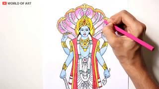 How to Draw Lord Vishnu full tutorial | lord vishnu full drawing