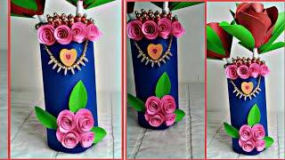 How to make flower vase at home| diy flower vase |mari craft diy