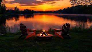 The meditative sounds of fire and the sound of the lake will help you relax and relieve stress