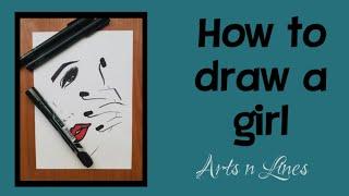 How to draw a girl | Easy for beginners | Arts n Lines | Art #31