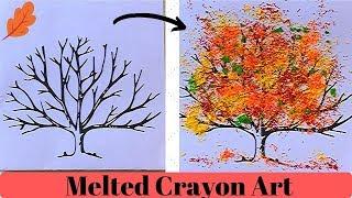 Simple Melted Crayon Paintings | Fall season crafts || Using iron.