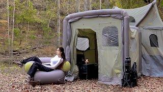 New inflatable rooftop tent and inflatable car tent comfortable camping by the lake