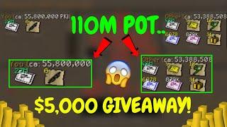 THE BIGGEST STAKE IN ROAT PKZ HISTORY... 110M POT! $5,000 GIVEAWAY!! Roat Pkz OSRS RSPS