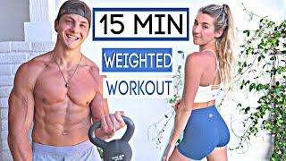 Full Body 15 Minute Workout With Weights | Josh & Katie